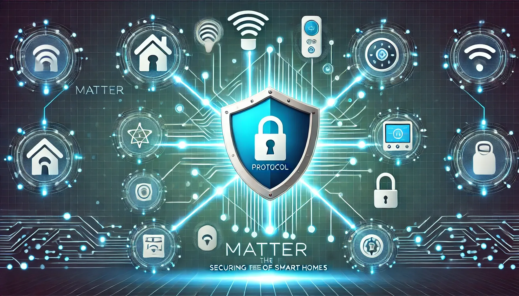 Shield illustration symbolizing Matter's security for connected IoT devices